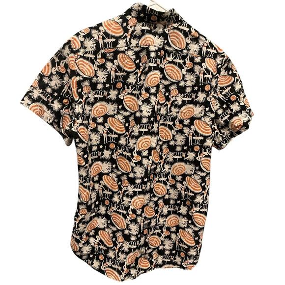 J.crew Mens Classic Button Up Shirt Size Medium Black Beach Resort Vacation - Picture 5 of 8